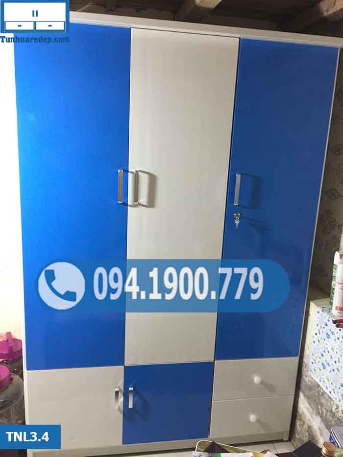 Tủ nhựa đựng quần áo người lớn(buồng) 3 cánh 2 hộc 2 ngăn kéo TNL3.4