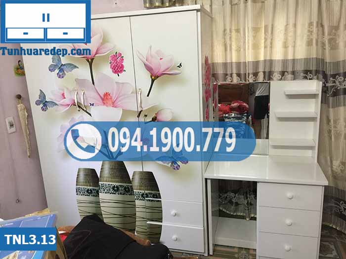 Tủ nhựa đựng quần áo 3 buồng in 3D hình lục bình TNL3.13