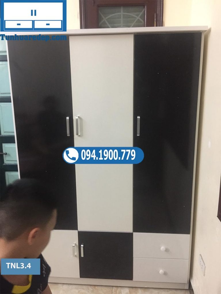 Tủ nhựa đựng quần áo 3 cánh 2 ngăn kéo TNL3.4