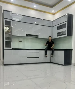 Tủ bếp nhựa Vincoplast chữ L cho chung cư TBN05